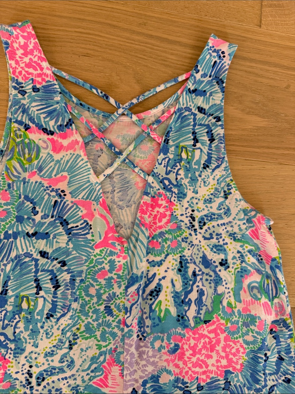 Lilly Pulitzer Vibrant Coral Reef Women’s Tank Top - Blue, Pink, Green size s - Picture 11 of 15
